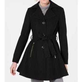 INC International Concepts Skirted Walker Coat Black at Macys